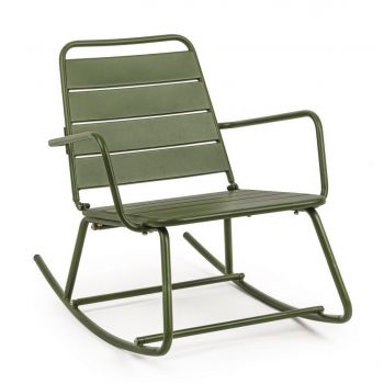 Fotoliu balansoar pentru gradina / terasa, din metal, Lillian Verde Inchis, l63xA90xH74 cm