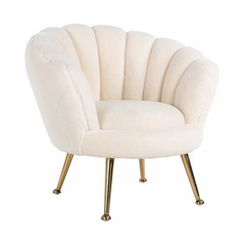 Fotoliu din Textil si Metal Alb/Auriu H56xL63xA56cm Charly