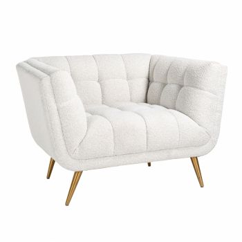 Fotoliu din Textil si Metal Alb/Auriu H75xL110xA91cm Huxley