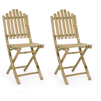 Set 2 scaune pliabile de gradina / terasa din bambus Joyce Natural, l50xA42xH92 cm