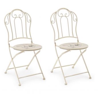 Set 2 scaune pliabile de gradina / terasa din metal Bike Crem, l38,5xA46xH93 cm