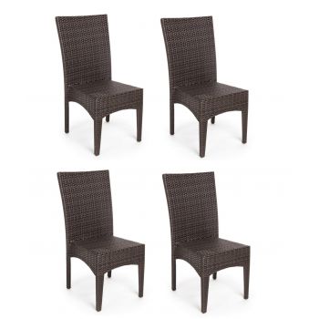 Set 4 scaune de gradina / terasa din fibre sintetice si metal Antalys Maro, l47xA58xH93 cm