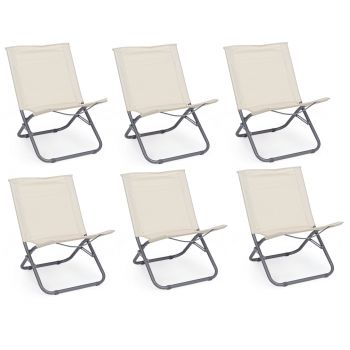Set 6 scaune pliabile de gradina / terasa din metal si material textil, Ocean Crem / Gri, l63xA47xH67 cm