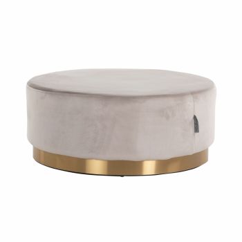Taburet din Catifea si Metal Gri/Auriu D70xH31cm Emmy Richmond Interiors