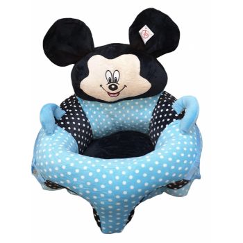 Fotoliu bebe cu spatar si arcada - Mickey Mouse 3D, bleu, din plus