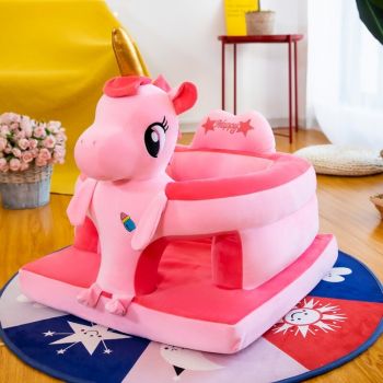 Fotoliu de sustinere bebe, din plus, cu placa de burete - Unicorn roz