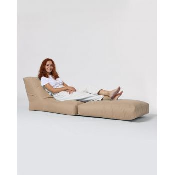 Fotoliu extensibil, Siesta, Ferndale Bean Bag, 55 - 180 cm, poliester impermeabil, bej nurca