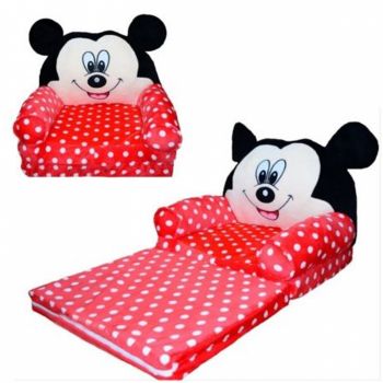 Fotoliu Mickey Mouse rosu cu buline, cu 2 placi, Extensibil la 80 cm