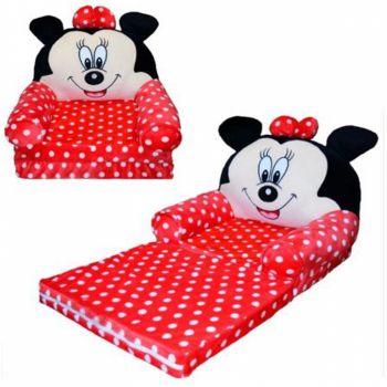 Fotoliu Minnie Mouse rosu cu buline, cu 2 placi, Extensibil la 80 cm