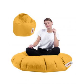 Fotoliu puf, Bean Bag, Ferndale, 100 cm, poliester impermeabil, galben