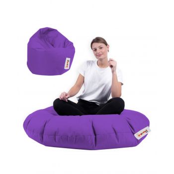 Fotoliu puf, Bean Bag, Ferndale, 100 cm, poliester impermeabil, mov