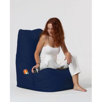 Fotoliu puf, Bean Bag Ferndale, Diamond, 60 x 90 cm, poliester impermeabil, albastru inchis