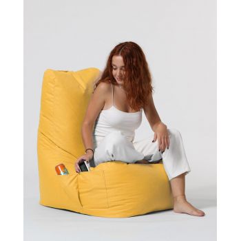 Fotoliu puf, Bean Bag Ferndale, Diamond, 60 x 90 cm, poliester impermeabil, galben