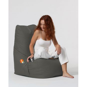 Fotoliu puf, Bean Bag Ferndale, Diamond, 60 x 90 cm, poliester impermeabil, gri fumuriu