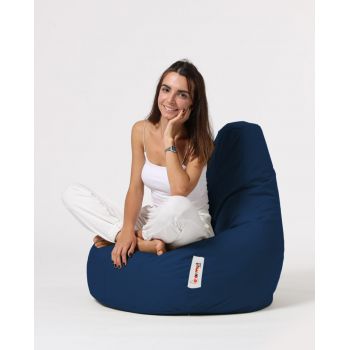 Fotoliu puf, Bean Bag, Ferndale Drop L, 80 x 80 cm, poliester impermeabil, albastru inchis