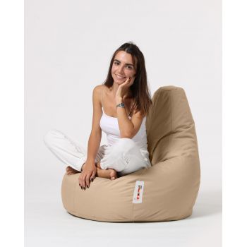 Fotoliu puf, Bean Bag, Ferndale Drop L, 80 x 80 cm, poliester impermeabil, bej nurca