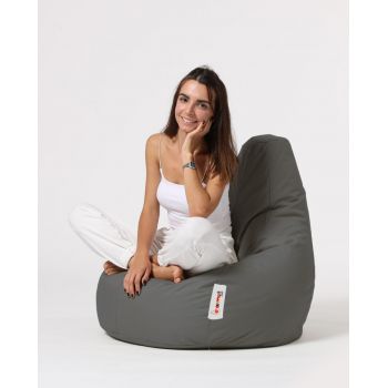 Fotoliu puf, Bean Bag, Ferndale Drop L, 80 x 80 cm, poliester impermeabil, gri fumuriu