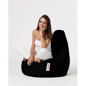 Fotoliu puf, Bean Bag, Ferndale Drop L, 80 x 80 cm, poliester impermeabil, negru