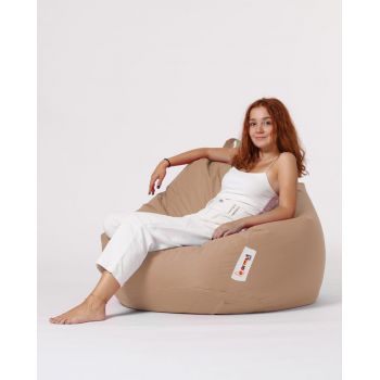 Fotoliu puf, Bean Bag, Ferndale Premium XXL, 115 x 130 cm, poliester impermeabil, bej nurca