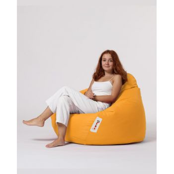 Fotoliu puf, Bean Bag, Ferndale Premium XXL, 115 x 130 cm, poliester impermeabil, galben