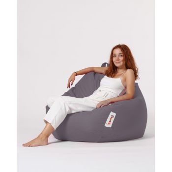 Fotoliu puf, Bean Bag, Ferndale Premium XXL, 115 x 130 cm, poliester impermeabil, gri fumuriu