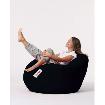 Fotoliu puf, Bean Bag, Ferndale Premium XXL, 115 x 130 cm, poliester impermeabil, negru