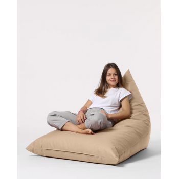 Fotoliu puf, Bean Bag Ferndale, Pyramid Bed, 145 cm, poliester impermeabil, bej nurca