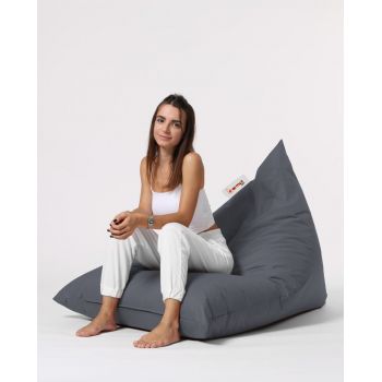 Fotoliu puf, Bean Bag Ferndale, Pyramid Bed, 145 cm, poliester impermeabil, gri fumuriu