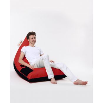 Fotoliu puf, Bean Bag Ferndale, Pyramid Double Color, 145 cm, poliester impermeabil, rosu/negru