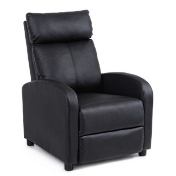 Fotoliu Recliner tapitat cu piele ecologica Desire Negru, l79xA82xH103,5 cm