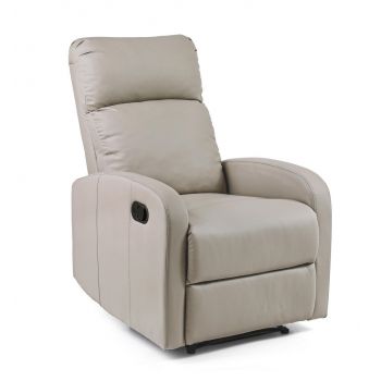 Fotoliu Recliner tapitat cu piele ecologica Iris Grej, l67,5xA90,5xH98 cm