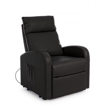 Fotoliu Recliner tapitat cu piele ecologica Lift Negru, l73xA93xH106 cm