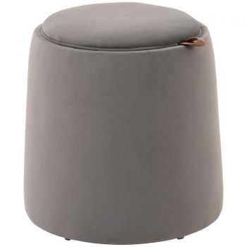 HOMCOM Otomana rotunda cu tava superioara, taburet din material textil cu atingere catifea, masuta de cafea | AOSOM RO